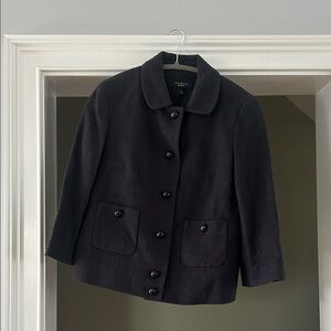 Talbots Navy Tweed Textured Blazer